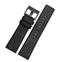 AZANU Lederuhrband für Diesel DZ7395 DZ7370 DZ7257 DZ7430 Schauen Sie sich Band Weiche Kuhwahnsinnsgurt an 24 m 26 mm 28 mm für Männer Frauen (Color : Black-black buckle, Size : 27mm) von AZANU