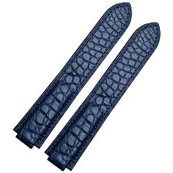 AZANU Uhrenarmband aus amerikanischem Krokodilleder, geeignet für Cartier Blue Balloon Convex Lederarmband 18 20 mm Herren und Damen Schwarz (Color : Blue No buckle, Size : 16-8mm) von AZANU