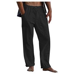 AZILAB Herren Hose, Hose Herren Jogginghose Herren Lange Hosenhosen Herren Hosen Knopf Leichte Hosen für Männer Bequeme Weiche Einfarbige Hosen mit Taschen Umstandsmode Sporthose (Schwarz,XXL) von AZILAB