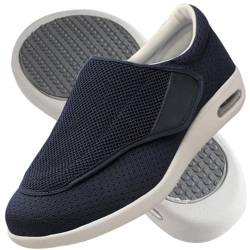 AZMAHT Diabetiker Hausschuhe Extra Breite Diabetiker Schuhe Arthritis Ödem geschwollene Füße Schuhe Pantoffeln Verstellbar rutschfeste Open Toe Slipper Herren Diabetiker Hausschuhe,Dark Blue,43.5EU von AZMAHT