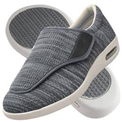 AZMAHT Diabetiker Hausschuhe Extra Breite Diabetiker Schuhe Arthritis Ödem geschwollene Füße Schuhe Pantoffeln Verstellbar rutschfeste Open Toe Slipper Herren Diabetiker Hausschuhe,Dark Gray,47EU von AZMAHT