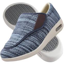 AZMAHT Diabetiker Hausschuhe Extra Breite Diabetiker Schuhe Arthritis Ödem geschwollene Füße Schuhe Pantoffeln Verstellbar rutschfeste Open Toe Slipper Herren Diabetiker Hausschuhe,Light Blue,36EU von AZMAHT