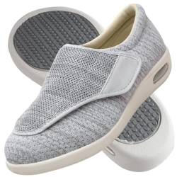 AZMAHT Diabetiker Hausschuhe Extra Breite Diabetiker Schuhe Arthritis Ödem geschwollene Füße Schuhe Pantoffeln Verstellbar rutschfeste Open Toe Slipper Herren Diabetiker Hausschuhe,Light Gray,38EU von AZMAHT