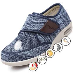 AZMAHT Diabetiker Schuhe Herren Orthopädische Hausschuhe Herren Extra Weit Freizeitschuhe Verbandsschuhe Hallux Orthopädische Schuhe Herren mit Klettverschluss Breiter Orthopädische,Light Blue,43EU von AZMAHT