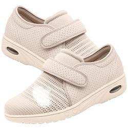 AZMAHT Hallux Valgus Schuhe Damen Hausschuhe Rutschfest Senioren Schuhe Herren mit Klettverschluss Gesundheitsschuhe Damen Senioren Hausschuhe Damen,Beige,38 EU von AZMAHT