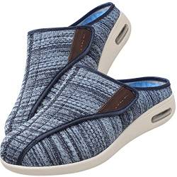 AZMAHT Hausschuhe Klettverschluss Senioren Breiter Sneaker Riemen verstellbar Leicht Rutschfest und Bequem Atmungsaktiv Herren Bequemschuh mit Klettverschluss,Lightblue,43 EU von AZMAHT