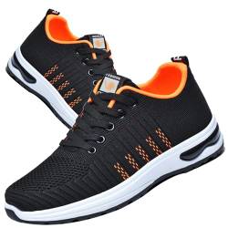 AZMAHT Herren Laufschuhe Turnschuhe Sportschuhe Straßenlaufschuhe Joggingschuhe Tennisschuhe Leichtgewichts Running Schuhe Fitnessschuhe Sneaker Walkingschuhe,Orange,45/275mm von AZMAHT