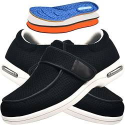 AZMAHT Turnschuhe mit Klettverschluss Herren Schuhe Herren Klettverschluss Wide Herren Slipper Valgus Senioren Hausschuhe Herren mit Klettverschluss,Schwarz,41 EU von AZMAHT