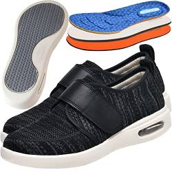Diabetiker Schuhe Herren, Schuhe für Geschwollene Füße, Diabetiker Hausschuhe Herren, Senioren Schuhe mit Klettverschluss, Orthopädische Schuhe Herren,Black gray,42 EU von AZMAHT