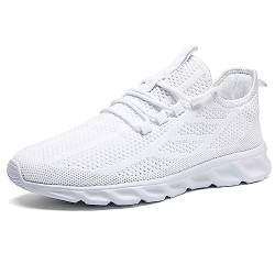 AZSDXS Laufschuhe Herren Atmungsaktive Sportschuhe Sneaker Turnschuhe Running Schuhe Straßenlaufschuhe Tennisschuhe Leichte Joggingschuhe Freizeit Trainingsschuhe fitnessstudio Weiß 39 von AZSDXS