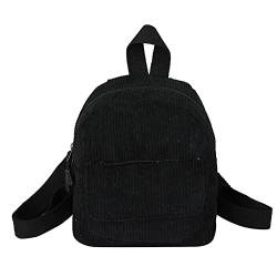 AZURAOKEY Mini-Rucksack for Damen, Cord, Mädchen, Büchertaschen, Retro-Reiserucksack, Weiß, Schwarz, Rucksack Rucksäcke von AZURAOKEY