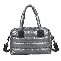 AZURAOKEY Puffer Tote Bag for Damen, Gesteppte Baumwolle Gepolsterte Designer Handtasche, Winter Daunen Gepolsterte Umhängetasche, GRAU von AZURAOKEY