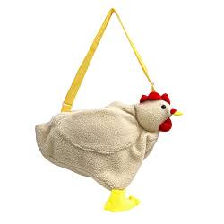 AZURAOKEY Süße Huhn Tier Stil Schulterhandtasche, Huhn Geldbörse Huhn Tasche Flauschige Henne Crossbody Tasche Plüsch Handtaschen Cartoon Huhn kuschelig Handtasche Crossbody Schulter von AZURAOKEY