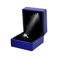 AZXAZ LED Ringschachtel Quadratische Led Anhänger Fall Halskette vorschlagen Ehering Fall Schmuck Geschenkbox (Blau, Ringschachtel) von AZXAZ