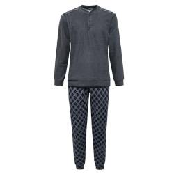 Schlafanzug für Herren Warm Baumwolle Punto Milano, Art. 803 Grau XL von AZZETA