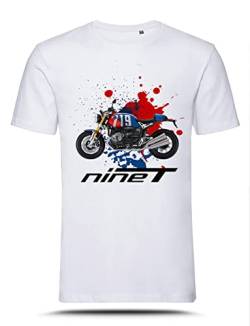 AZgraphishop T-Shirt R NineT Option 719 Splatter Style TS-BM-036, Weiß, L von AZgraphishop