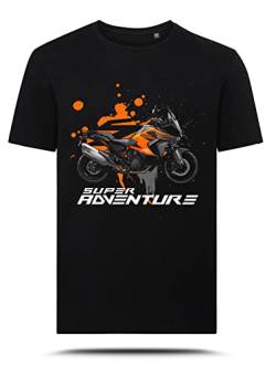 AZgraphishop T-Shirt mit Grafik 1290 Super Adventure S 2021 On Orange Splatter Style TS-KT-005, Schwarz , L von AZgraphishop