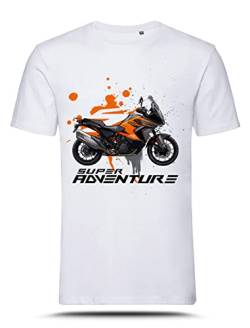 AZgraphishop T-Shirt mit Grafik 1290 Super Adventure S 2021 On Orange Splatter Style TS-KT-005, Weiß, L von AZgraphishop