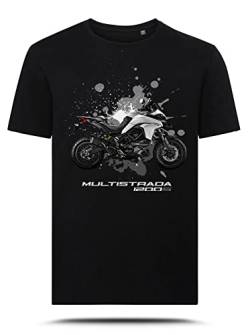 AZgraphishop T-Shirt mit Grafik Multistrada 1200S White Drawing Style TS-DUC-019, Schwarz , XL von AZgraphishop