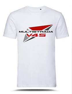 AZgraphishop T-Shirt mit Grafik Multistrada V4S Logo Style TS-DUC-002, Weiß, L von AZgraphishop