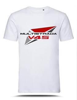 AZgraphishop T-Shirt mit Grafik Multistrada V4S Logo Style TS-DUC-002, Weiß, XL von AZgraphishop