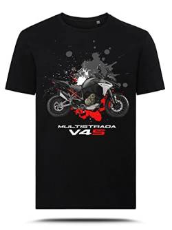 AZgraphishop T-Shirt mit Grafik Multistrada V4S Red Drawing Style TS-DUC-037, Schwarz , XL von AZgraphishop