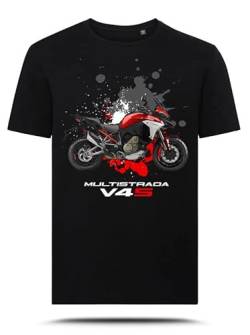 AZgraphishop T-Shirt mit Grafik Multistrada V4S Red Drawing Style TS-DUC-037, Schwarz , XXL von AZgraphishop