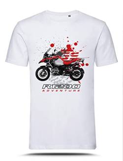 AZgraphishop T-Shirt mit Grafik R 1200 GS ADV Racing Red Splatter Style TS-BM-032, Weiß, XL von AZgraphishop
