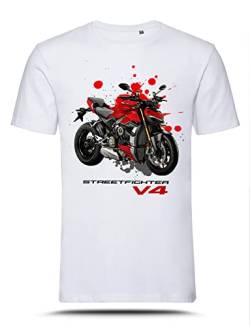 AZgraphishop T-Shirt mit Grafik Streetfighter V4 Red Drawing Style TS-DUC-032, Weiß, XXL von AZgraphishop