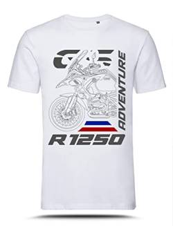 T-Shirt mit Grafik R 1250 GS ADV Rallye Silhouette Style TS-BM-015, Weiß, L von AZgraphishop