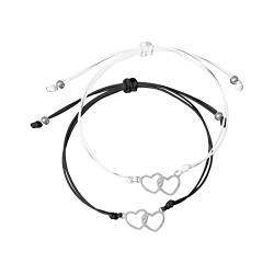 AaaozKjie Armband Set doppelte Liebe, leuchtendes Armband, Herz-zu-Herz-Bestrahlung, leuchtendes Paar, Handseil-Armband Armband Damen Geschenke für Frauen (White, One Size) von AaaozKjie