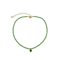 AaaozKjie Kette Damen Einfache Reisperlen Handgemachte Halskette Geometrische Faltperlenkette Für den täglichen Gebrauch von Frauen Festival Zubehör (Green, One Size) von AaaozKjie