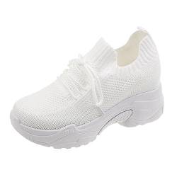 AaaozKjie Schwarze Sneaker Damen Laufschuhe Atmungsaktive Mode für Studenten und Jugendliche Weiße Sneaker Damen (White, 37) von AaaozKjie