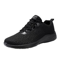 AaaozKjie Schwarze Sneaker Herren Sportschuhe Schnüren Einfarbig Laufen Atmungsaktive Turnschuhe mit weichem Boden Weiße Sneaker Herren (Black, 41) von AaaozKjie