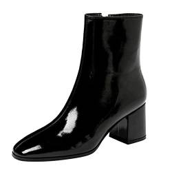 AaaozKjie Stiefeletten Damen Stiefel Größe Hochhackige Lederknöchel plus Mode-Reißverschluss-Damenstiefel Boots Damen Winterstiefel Damen (Black, 40) von AaaozKjie