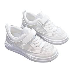 AaaozKjie Tennisschuhe Kinder atmungsaktive rutschfeste Kinder-Freizeitsportschuhe aus Mesh Hallenschuhe Mädchen Jungen (White, 31 Little Child) von AaaozKjie