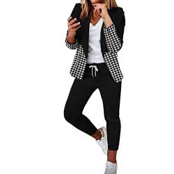 AaaozKjie Zweiteiler Damen Business Outfit 2 Teiler Anzug Mode Mantel Schmale Passform Anzug Hosenanzug Lose Casual Blazer von AaaozKjie