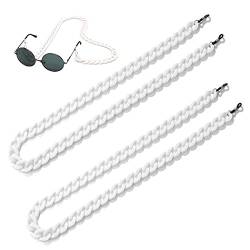 Aabellay 2 Stück Brillen Kette Mode Acryl Brillen Sonnenbrillen Lesebrille Rutschfeste Twist Link Brillenkette Brillenband mit Breiten Kettenglieder Vintage Brillenschnur – Weiß von Aabellay