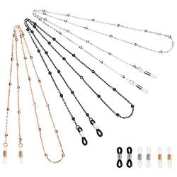 Aabellay 3 Stück Brillen Kette Lesebrillen Brillenbänder in Ketten Brillenkette Sonnenbrillen Brillen Hals Schnur Gläser Band Brille Cords für Damen Geschenk mit Silikon Antirutsch Ringe von Aabellay