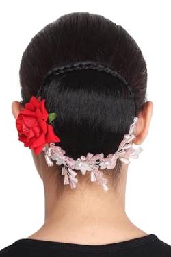 AakarShana Jewels Haarknoten-Stirnband mit Strass und Perlen, gebrauchsfertig, Frisur für langes Haar, Marke ROT, Rot/Ausflug, einfarbig (Getaway Solids), Medium von AakarShana Jewels