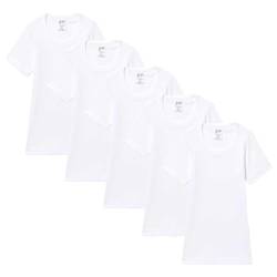 Abanderado Jungen Bundle Rundhalsausschnitt für Kinder Kurzarm-T-Shirt, weiß, 8 Jahre (5er Pack) von Abanderado