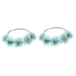Abaodam 2st Leuchtender Kranz Stirnband Floraler Kopfschmuck Blumen- Hellblaue Tropische Hawaiianische Krone Damen Stirnbänder Fee Zubehör Die Blumen Stoff Orchidee Reisen von Abaodam