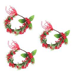 Abaodam 3st Weihnachtsblume Kopfbedeckung Stirnband Mit Roten Beeren Weihnachts-lei Kranz Weihnachten Beerengirlanden-kopfschmuck Grüne Künstliche Hochzeit Brautjungfer von Abaodam