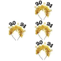 Abaodam 4 Stück 2024 Stirnbänder Neues Jahr Haarband Frohes Neues Jahr Kopfbedeckungen Feiertagsstirnbänder Für Alle Feiertage Neujahr Stirnband Stern Fräulein Kleidung Blitz Latte-kunst von Abaodam