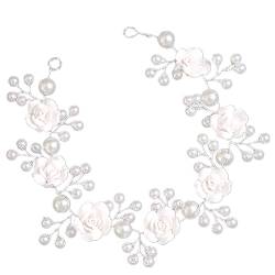 Abaodam Kopfbedeckungen Aus Perlenkristallen Kristall-strass-stirnband Stirnband Mit Blumenperle Rosa Stirnband Haarschmuck Braut Polymer-ton Europäisch Und Amerikanisch Weiß von Abaodam