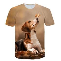Kinder T-Shirt Kleidung Tier Kinder 3D T-Shirt Jungen Mädchen Sommer Casual Netter Hund Lustige T-Shirts Top T50294 9T von Abateyila