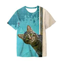 Sommer T-Shirts Für Mädchen Tier Nette Katze 3D Print T-Shirt Baby Jungen Kleidung Kinder Kurzarm T-Shirt Kinder MT12 10T von Abateyila