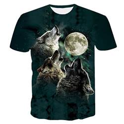 Tier T-Shirt Jungen Mädchen 3D Print Wolf T Shirts Für Kinder Kurzarm O-Ausschnitt Casual Tops Kinderbekleidung 108 11T von Abateyila