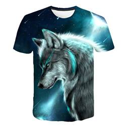 Tier T-Shirt Jungen Mädchen 3D Print Wolf T Shirts Für Kinder Kurzarm O-Ausschnitt Casual Tops Kinderbekleidung 1606 11T von Abateyila