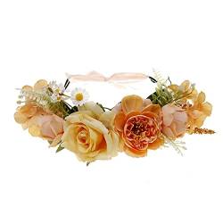 Blumenkrone Stirnbänder Blumen Kopfschmuck Braut Blume Stirnband Böhmische Blumenkrone Hochzeit Braut Blumenkranz Haarreifen von Abcsweet